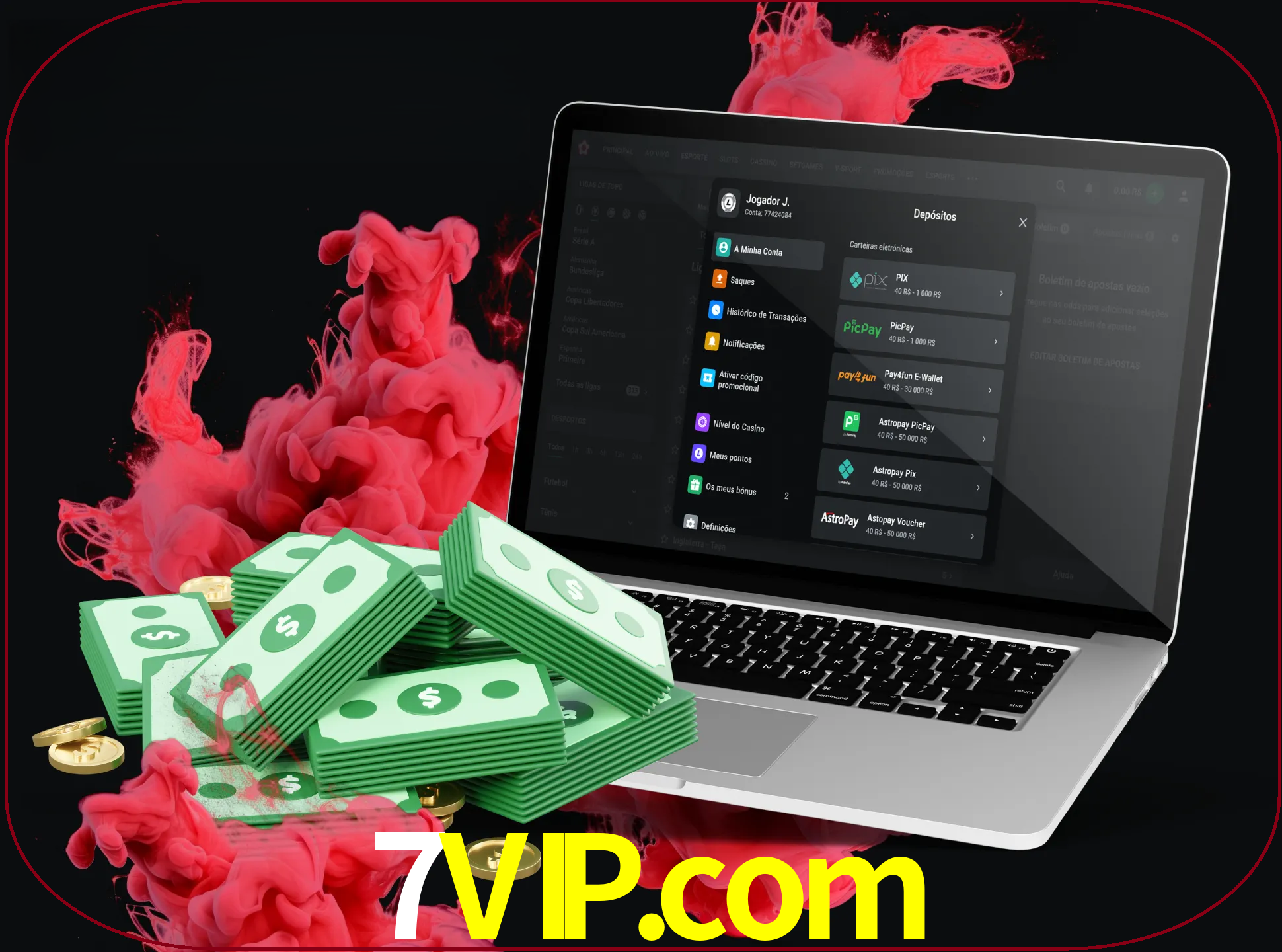 Para efetuar um depósito na sua conta 7vip, basta escolher o método de depósito e especificar o montante.