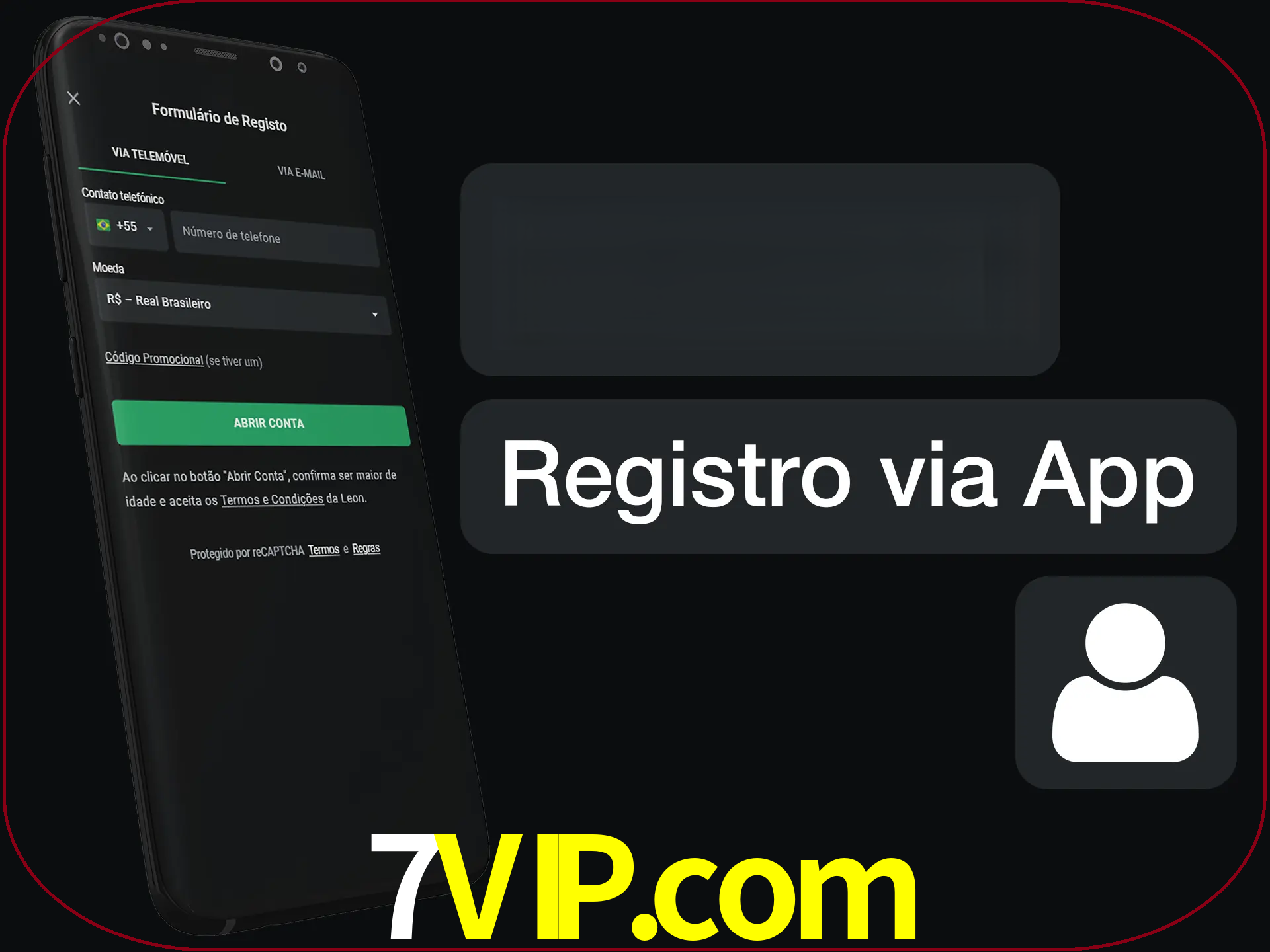 Registre-se com duas etapas usando o aplicativo.