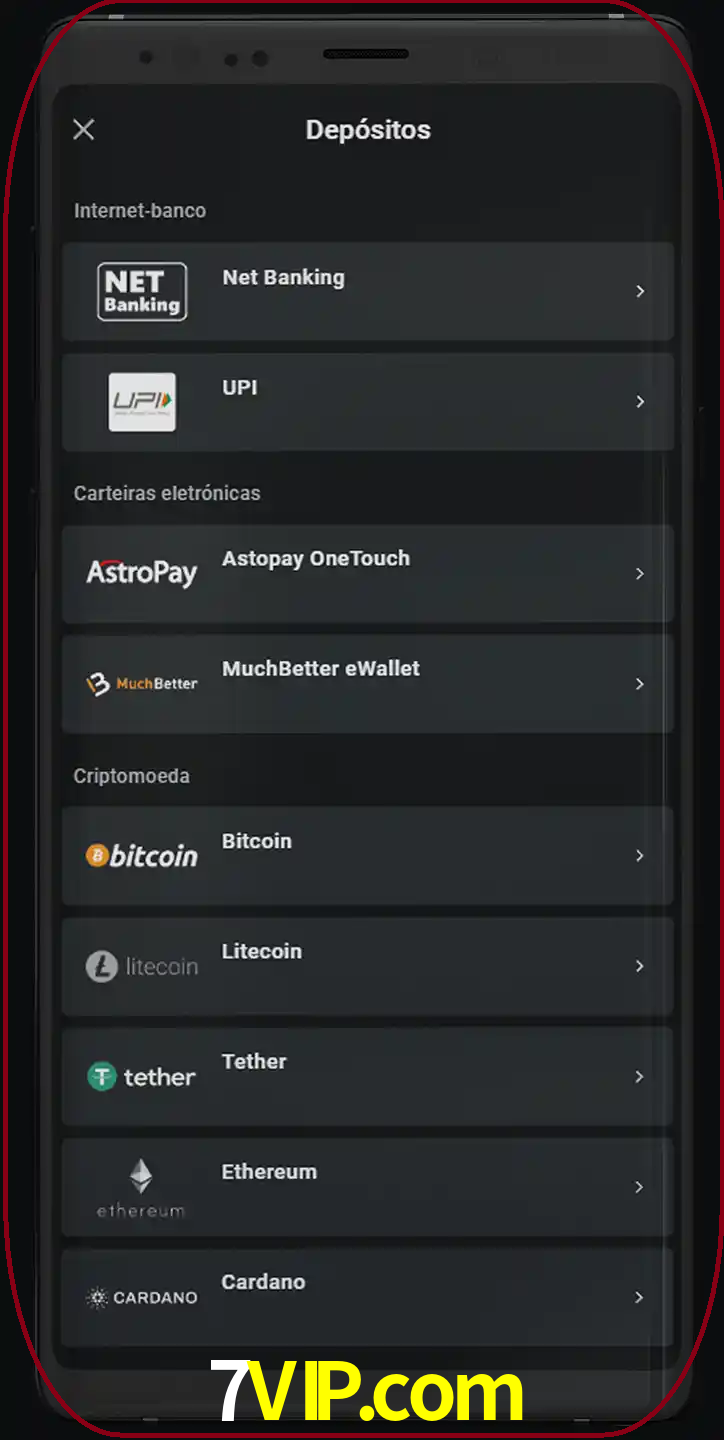 Você pode usar métodos alternativos de depósito.
